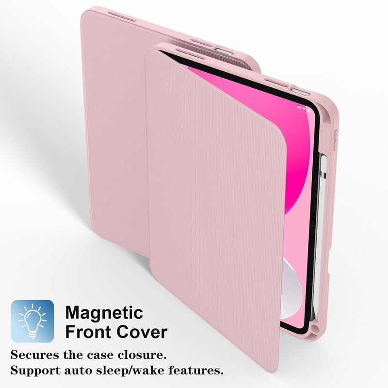 Supveco حافظة لجهاز iPad (A16) الجيل 11 بحجم 11 بوصة (2025)، iPad الجيل 10 بحجم 10.9 بوصة (2022) مع حامل قلم - [استيقاظ/نوم تلقائي]، حافظة فاخرة مع قاعدة قابلة للطي وغطاء خلفي ناعم من TPU - وردي ناعم - Image 4
